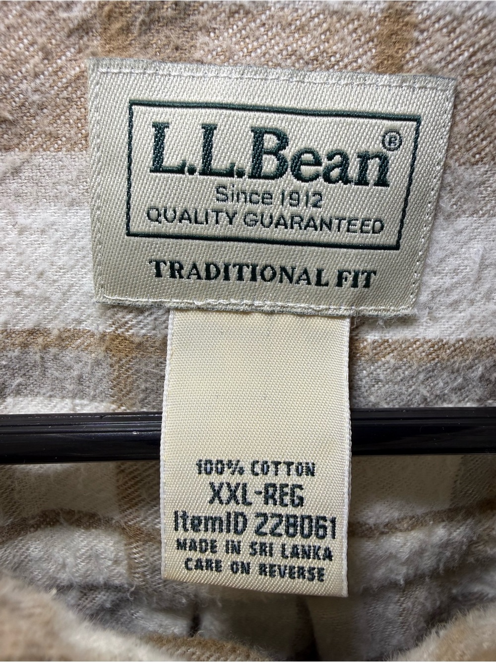 L.L. Bean Traditional Fit Plaid Shirt - Beige Cream